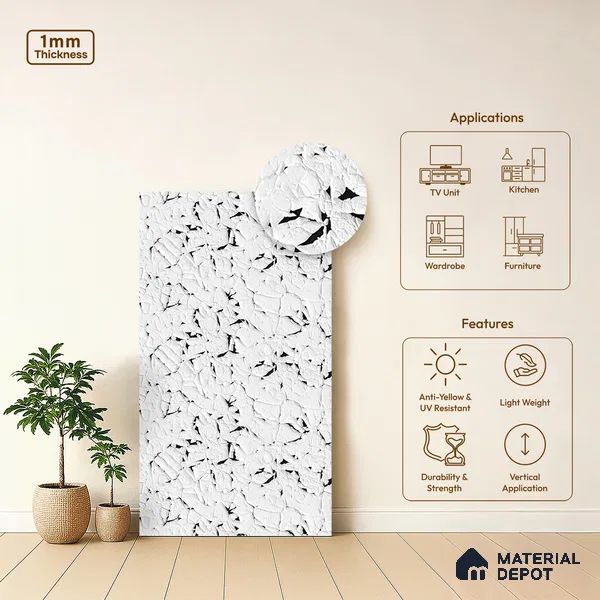 Patterned Look LM 06180 8 ft x 4 ft Texture Finish Decorative Laminate - 1 mm | Suitable for Bedroom, TV Unit, Wardrobe
