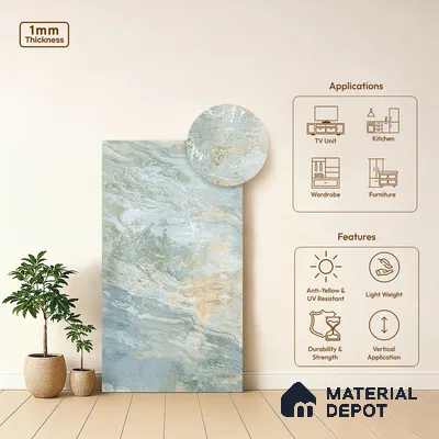Brown Marble Look LM 06198 8 ft x 4 ft Texture Finish Decorative Laminate - 1 mm | Suitable for TV Unit, Wardrobe, Kitchen Cabinets