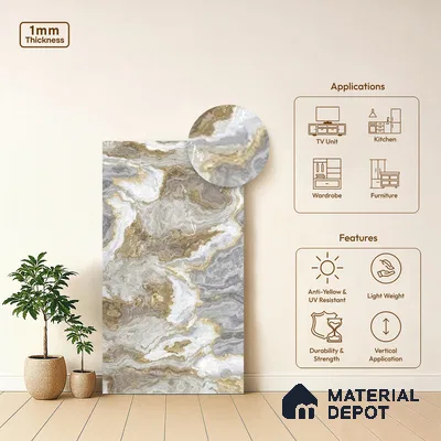 Brown Marble Look LM 06200 8 ft x 4 ft Texture Finish Decorative Laminate - 1 mm | Suitable for TV Unit, Wardrobe, Kitchen Cabinets