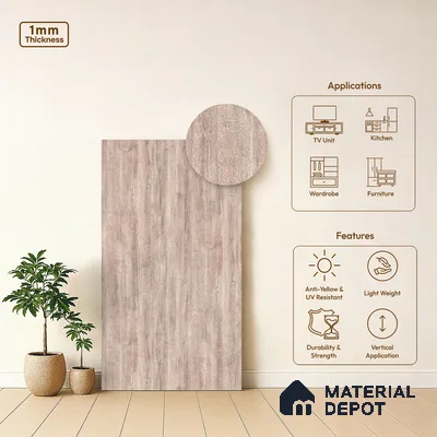 Wooden Look LM 13864 Introta Wood 8 ft x 4 ft Texture Finish Decorative Laminate - 1 mm | Suitable for TV Unit, Wardrobe, Kitchen Cabinets
