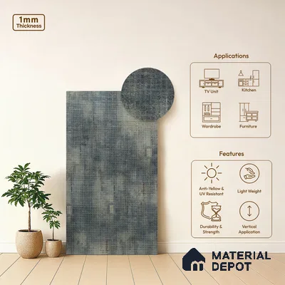 Grey Rustic Look LM 21273 8 ft x 4 ft Texture Finish Decorative Laminate - 1 mm | Suitable for TV Unit, Wardrobe, Kitchen Cabinets
