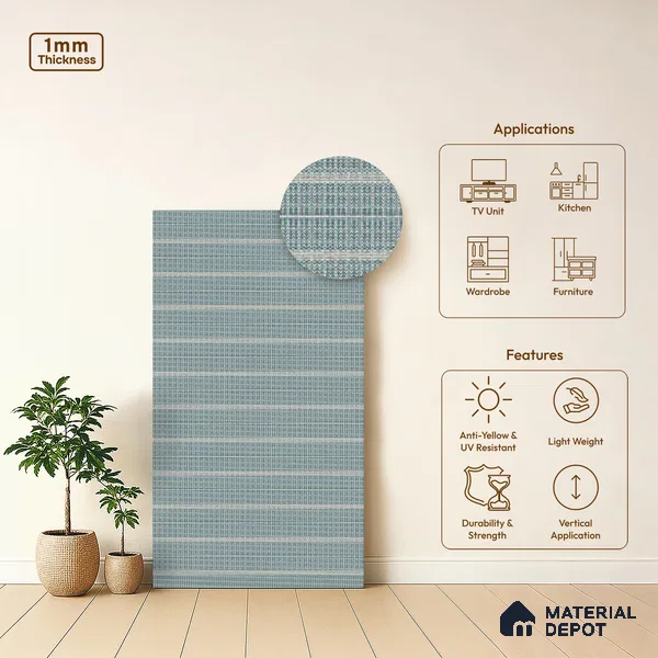 Blue Digital, Fabric Look LM 23623 8 ft x 4 ft Texture Finish Decorative Laminate - 1 mm | Suitable for TV Unit, Wardrobe, Kitchen Cabinets