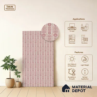 Pink Digital, Fabric Look LM 23624 8 ft x 4 ft Texture Finish Decorative Laminate - 1 mm | Suitable for TV Unit, Wardrobe, Kitchen Cabinets