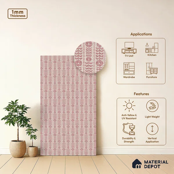 Pink Digital, Fabric Look LM 23624 8 ft x 4 ft Texture Finish Decorative Laminate - 1 mm | Suitable for TV Unit, Wardrobe, Kitchen Cabinets