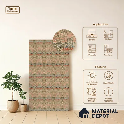 Multi Colour Digital, Fabric Look LM 23628 8 ft x 4 ft Texture Finish Decorative Laminate - 1 mm | Suitable for TV Unit, Wardrobe, Kitchen Cabinets