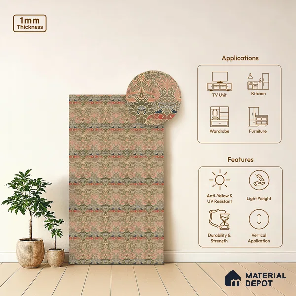 Multi Colour Digital, Fabric Look LM 23628 8 ft x 4 ft Texture Finish Decorative Laminate - 1 mm | Suitable for TV Unit, Wardrobe, Kitchen Cabinets
