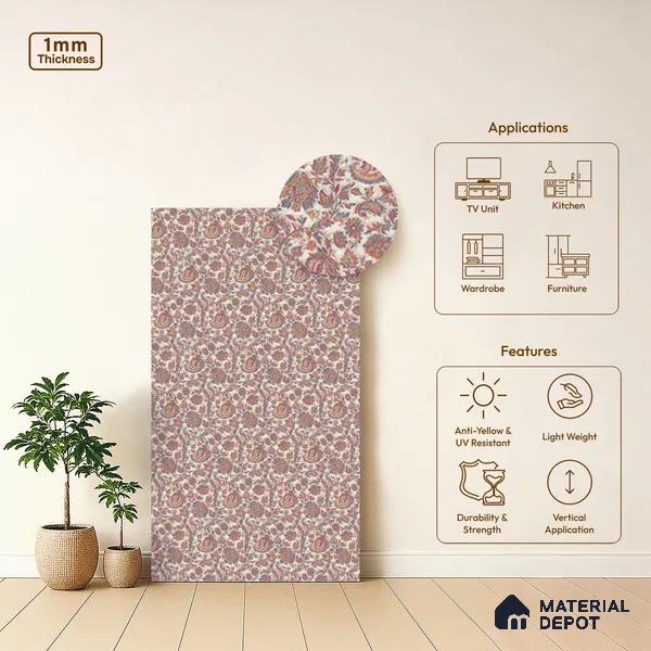 Brown Digital, Fabric Look LM 23633 8 ft x 4 ft Texture Finish Decorative Laminate - 1 mm | Suitable for TV Unit, Wardrobe, Kitchen Cabinets