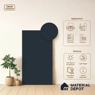 Burberry Blue Solid Colors Look LM 01914 8 ft x 4 ft Matte Finish Decorative Laminate - 1 mm | Suitable for Living Room, Kitchen, Office