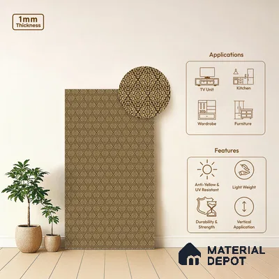 Brown Fabric Look LM 03741 8 ft x 4 ft Texture Finish Decorative Laminate - 1 mm | Suitable for TV Unit, Wardrobe, Kitchen Cabinets