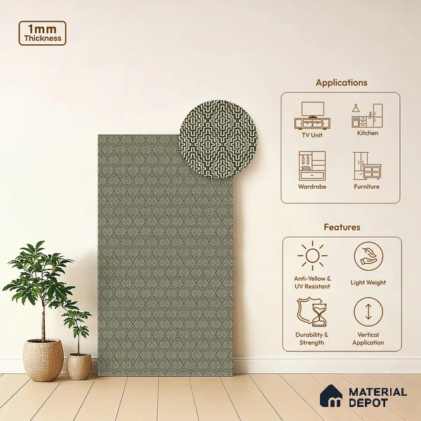 Cream Fabric Look LM 03742 8 ft x 4 ft Texture Finish Decorative Laminate - 1 mm | Suitable for TV Unit, Wardrobe, Kitchen Cabinets
