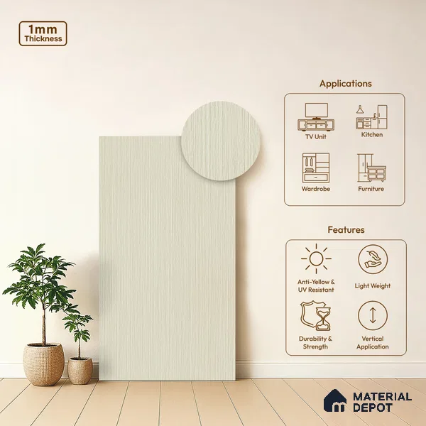 Wooden Look LM 05325 Desert Fossil 8 ft x 4 ft Texture Finish Decorative Laminate - 1 mm | Suitable for TV Unit, Wardrobe, Kitchen Cabinets