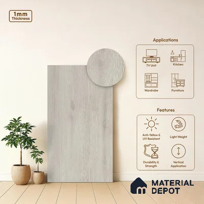 Wooden Look LM 05335 Urban Oak Wood 8 ft x 4 ft Texture Finish Decorative Laminate - 1 mm | Suitable for TV Unit, Wardrobe, Kitchen Cabinets