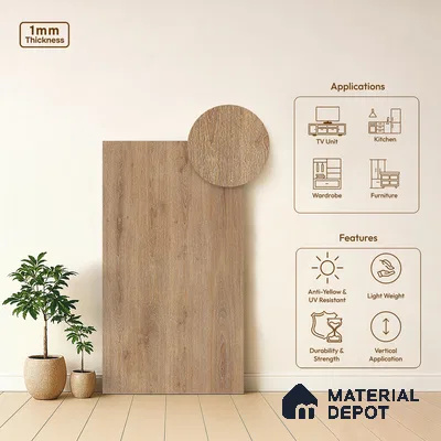 Wooden Look LM 05337 Laurel Oak Whirl 8 ft x 4 ft Texture Finish Decorative Laminate - 1 mm | Suitable for TV Unit, Wardrobe, Kitchen Cabinets