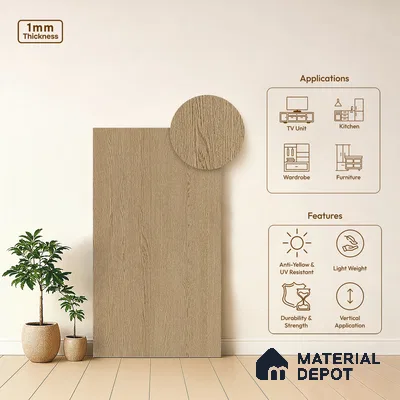 Wooden Look LM 05344 Pine Oak 8 ft x 4 ft Texture Finish Decorative Laminate - 1 mm | Suitable for TV Unit, Wardrobe, Kitchen Cabinets