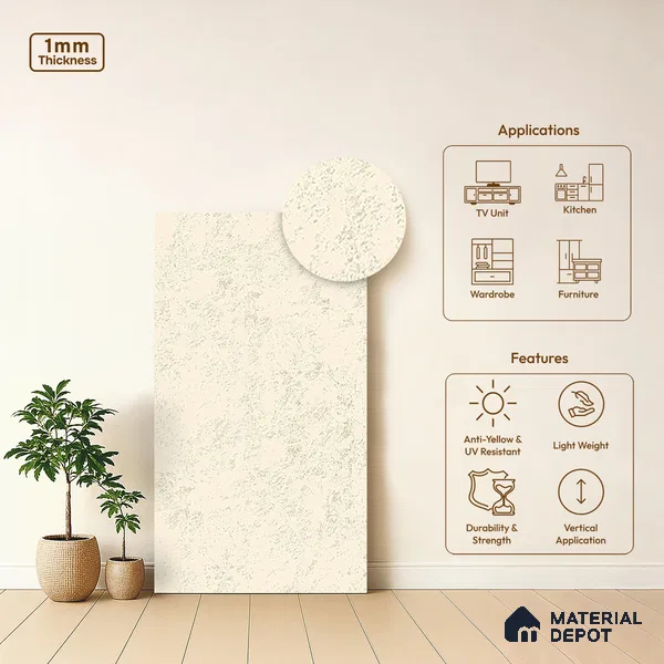 Beige Rustic Look LM 05347 8 ft x 4 ft Texture Finish Decorative Laminate - 1 mm | Suitable for TV Unit, Wardrobe, Kitchen Cabinets
