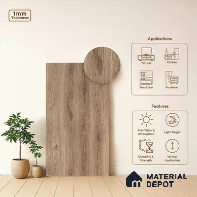 Wooden Look LM 05350 Cezarus Kraft Oak 8 ft x 4 ft Texture Finish Decorative Laminate - 1 mm | Suitable for TV Unit, Wardrobe, Kitchen Cabinets
