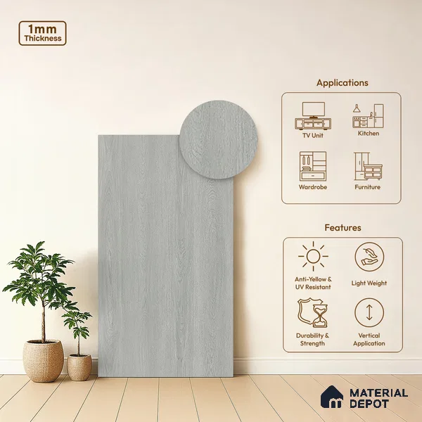 Wooden Look LM 05354 Mokki Noir 8 ft x 4 ft Texture Finish Decorative Laminate - 1 mm | Suitable for TV Unit, Wardrobe, Kitchen Cabinets