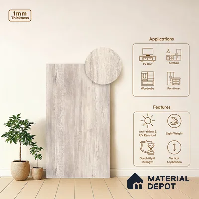 Wooden Look LM 13839 Grey Margins Macassar 8 ft x 4 ft Texture Finish Decorative Laminate - 1 mm | Suitable for TV Unit, Wardrobe, Kitchen Cabinets
