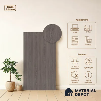 Wooden Look LM 13876 Smoked Brosse Pecan 8 ft x 4 ft Texture Finish Decorative Laminate - 1 mm | Suitable for TV Unit, Wardrobe, Kitchen Cabinets