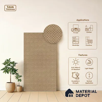 Beige Cane Look LM 20052 8 ft x 4 ft Texture Finish Decorative Laminate - 1 mm | Suitable for TV Unit, Wardrobe, Kitchen Cabinets