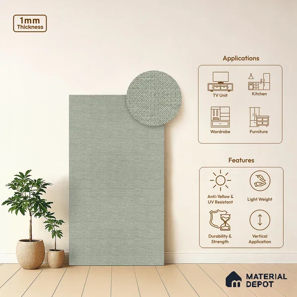 Grey Cane Look LM 20054 8 ft x 4 ft Texture Finish Decorative Laminate - 1 mm | Suitable for TV Unit, Wardrobe, Kitchen Cabinets