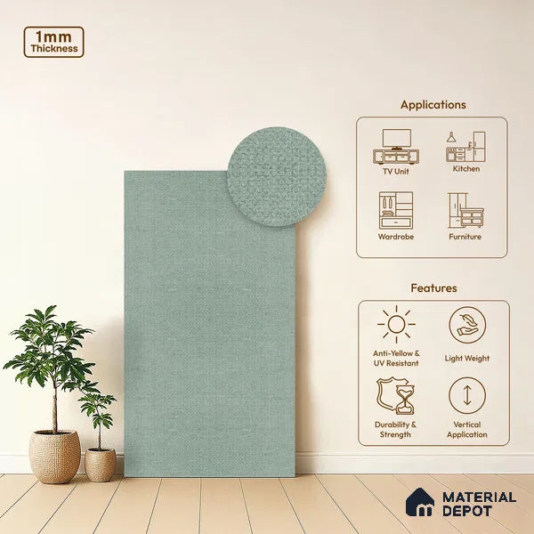 Grey Cane Look LM 20057 8 ft x 4 ft Texture Finish Decorative Laminate - 1 mm | Suitable for TV Unit, Wardrobe, Kitchen Cabinets