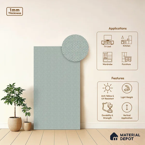 Grey Cane Look LM 20059 8 ft x 4 ft Texture Finish Decorative Laminate - 1 mm | Suitable for TV Unit, Wardrobe, Kitchen Cabinets