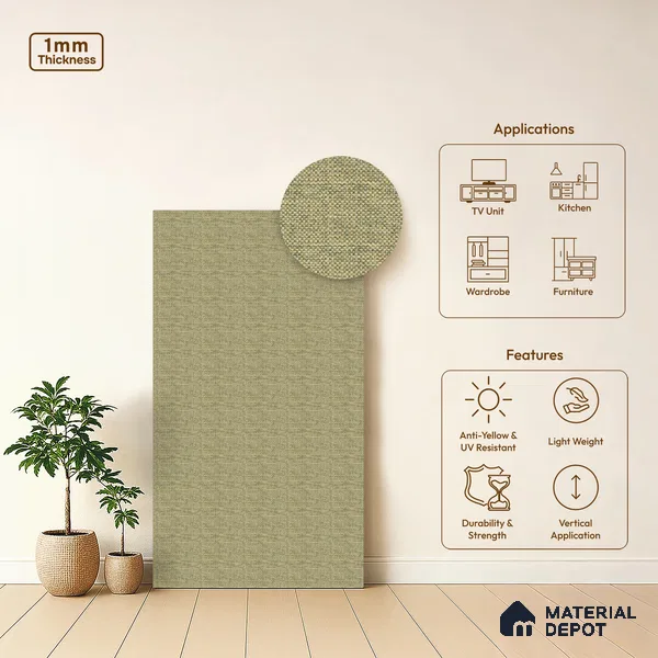 Brown Cane Look LM 20060 8 ft x 4 ft Texture Finish Decorative Laminate - 1 mm | Suitable for TV Unit, Wardrobe, Kitchen Cabinets