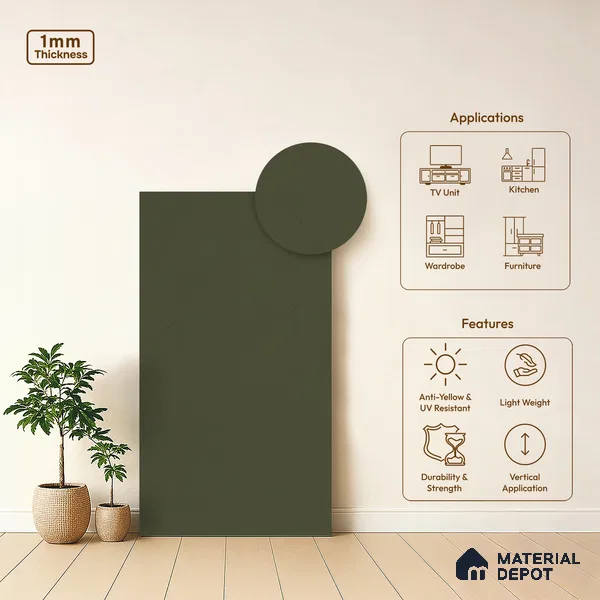 Beige Textured Solid Look LM 20063 8 ft x 4 ft Texture Finish Decorative Laminate - 1 mm | Suitable for TV Unit, Wardrobe, Kitchen Cabinets