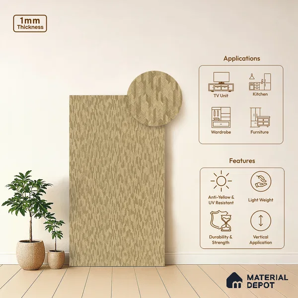 Wooden Look LM 20064 8 ft x 4 ft Matte Finish Decorative Laminate - 1 mm | Suitable for TV Unit, Wardrobe, Kitchen Cabinets