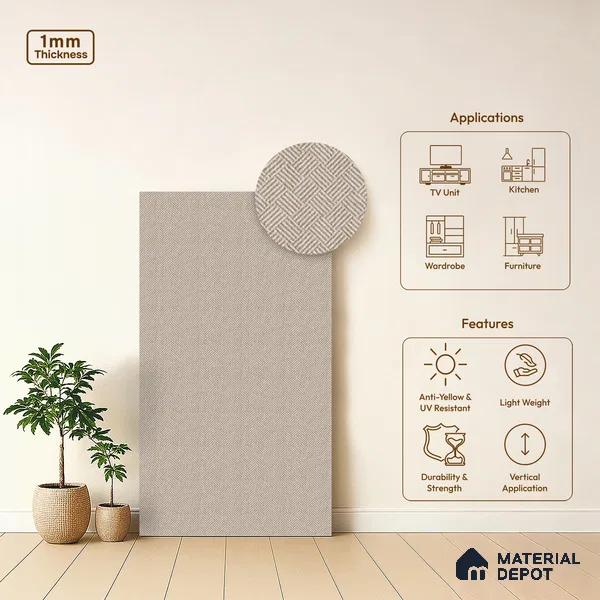 Brown Cane Look LM 20065 8 ft x 4 ft Texture Finish Decorative Laminate - 1 mm | Suitable for TV Unit, Wardrobe, Kitchen Cabinets