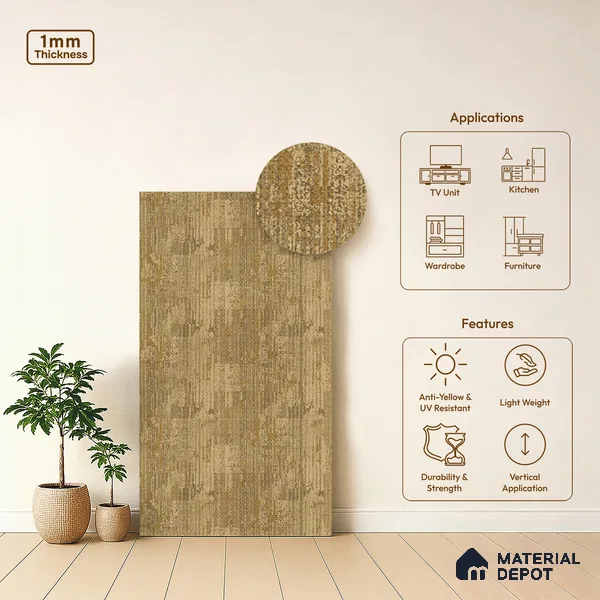 Patterned Look LM 20072 8 ft x 4 ft Texture Finish Decorative Laminate - 1 mm | Suitable for Bedroom, TV Unit, Wardrobe