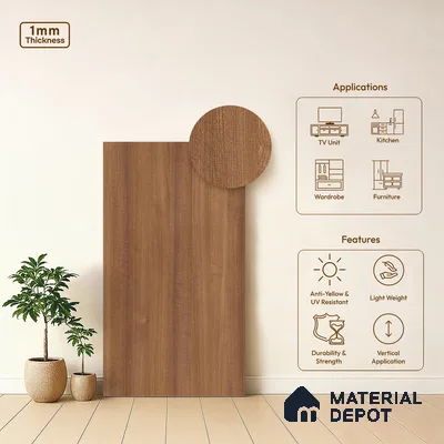 Wooden Look LM 20074 8 ft x 4 ft Texture Finish Decorative Laminate - 1 mm | Suitable for TV Unit, Wardrobe, Kitchen Cabinets