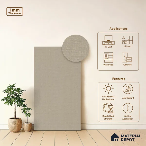 Wooden Look LM 20077 8 ft x 4 ft Texture Finish Decorative Laminate - 1 mm | Suitable for TV Unit, Wardrobe, Kitchen Cabinets