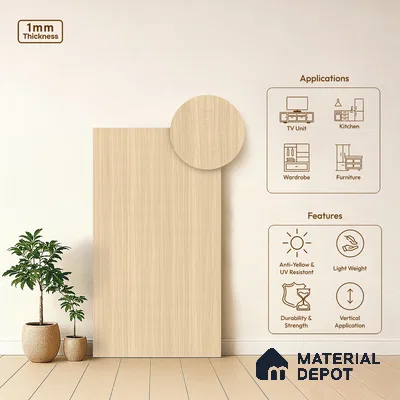 Wooden Look LM 20080 8 ft x 4 ft Texture Finish Decorative Laminate - 1 mm | Suitable for TV Unit, Wardrobe, Kitchen Cabinets