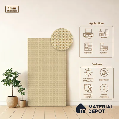 Brown Cane Look LM 20085 8 ft x 4 ft Texture Finish Decorative Laminate - 1 mm | Suitable for TV Unit, Wardrobe, Kitchen Cabinets