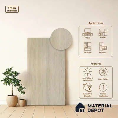 Wooden Look LM 01611 B Rearwood Snow 8 ft x 4 ft Texture Finish Decorative Laminate - 1 mm | Suitable for TV Unit, Wardrobe, Kitchen Cabinets