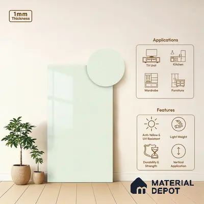 White Sparkle Look LM 01842 8 ft x 4 ft Glossy Finish Decorative Laminate - 1 mm | Suitable for TV Unit, Wardrobe, Kitchen Cabinets