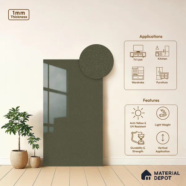 Stone Look LM 01844 8 ft x 4 ft Glossy Finish Decorative Laminate - 1 mm | Suitable for TV Unit, Wardrobe, Kitchen Cabinets
