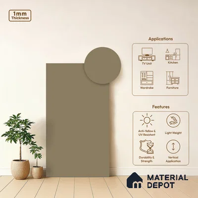 Warm Beige Solid Colors Look LM 01924 8 ft x 4 ft Matte Finish Decorative Laminate - 1 mm | Suitable for Living Room, Kitchen, Office