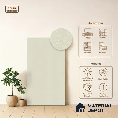 Beige Textured Solid Look LM 01938 8 ft x 4 ft Texture Finish Decorative Laminate - 1 mm | Suitable for TV Unit, Wardrobe, Kitchen Cabinets
