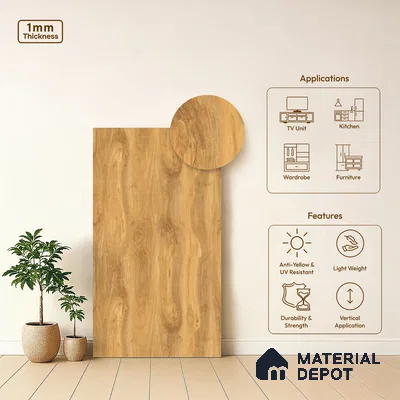Wooden Look LM 07178 8 ft x 4 ft Texture Finish Decorative Laminate - 1 mm | Suitable for TV Unit, Wardrobe, Kitchen Cabinets