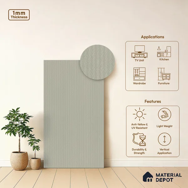 Patterned Look LM 11923 8 ft x 4 ft Texture Finish Decorative Laminate - 1 mm | Suitable for Bedroom, TV Unit, Wardrobe