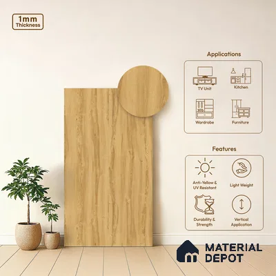 Wooden Look LM 13684 8 ft x 4 ft Texture Finish Decorative Laminate - 1 mm | Suitable for TV Unit, Wardrobe, Kitchen Cabinets