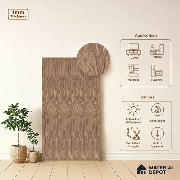 Patterned Look LM 13837 8 ft x 4 ft Texture Finish Decorative Laminate - 1 mm | Suitable for Bedroom, TV Unit, Wardrobe