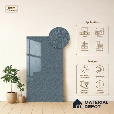 Blue Wave Look LM 13846 8 ft x 4 ft High Gloss Finish Decorative Laminate - 1 mm | Suitable for TV Unit, Wardrobe, Kitchen Cabinets