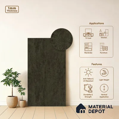 Brown Leather Look LM 13852 8 ft x 4 ft Texture Finish Decorative Laminate - 1 mm | Suitable for TV Unit, Wardrobe, Kitchen Cabinets