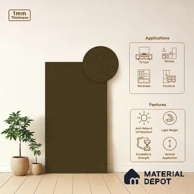 Brown Textured Solid Look LM 13856 8 ft x 4 ft Texture Finish Decorative Laminate - 1 mm | Suitable for TV Unit, Wardrobe, Kitchen Cabinets