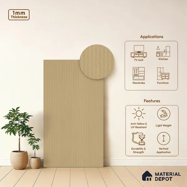 Patterned Look LM 13878 8 ft x 4 ft Texture Finish Decorative Laminate - 1 mm | Suitable for Bedroom, TV Unit, Wardrobe