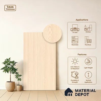 Wooden Look LM 13879 Densen Fall Oak 8 ft x 4 ft Texture Finish Decorative Laminate - 1 mm | Suitable for TV Unit, Wardrobe, Kitchen Cabinets